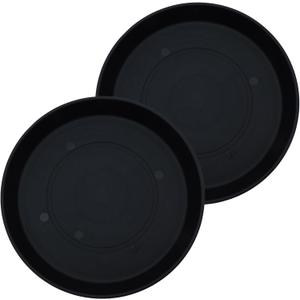 The HC Companies 21 Inch Prima Round Plant Saucer, Lightweight UV-Resistant Plastic Outdoor & Indoor Flower Pot Tray, 2-Pack Plant Pot Trays for Garden & Home Decor, Black