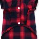 Koneseve Dog Shirt, Pet Plaid Clothes Shirt T-Shirt, Sweater Bottoming Shirt for Small Dog Cat Puppy Grid Adorable Wearing Stylish Cozy Halloween,Christmas Costumes (Red;XL/Extra Large) (XL-(15~24lb)-Chest~20.8")