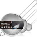 Fine Mesh Strainer, Stainless Steel Strainers with Sturdy Handle, Set of 3 Metal Sieve for Kitchen Food, Rice, Quinoa, Tea - 7", 4.6", 2.7"