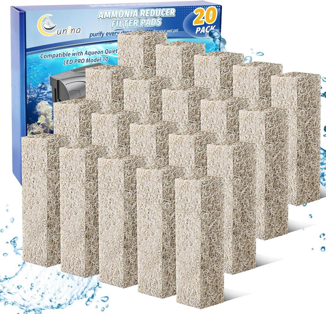20PCS Ammonia Reducer Filter Pads Compatible with Aqueon Filter 10, Fish Tank Filters Replacement Filter Cartridges for Aqueon Quietflow LED PRO & SmartClean Aquarium Fish Tank Power Filter