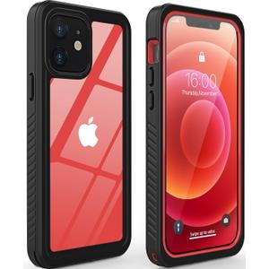 Diverbox for iPhone 12 Waterproof Case, Waterproof Shockproof Dustproof IP68 Full-Body Hard Case Built-in Screen Protector Underwater Outdoor Waterproof Cover for iPhone 12,6.1 in (Red)