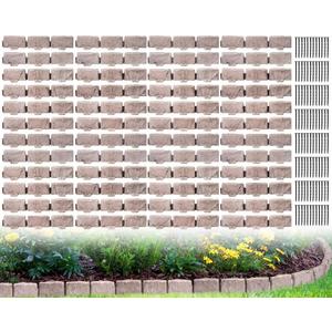 Landscape Edging Faux Stone Garden Edging Border,2.75 in Tall Decorative Stone-Look Garden Border Edging for Flower Bed,Lawn,Landscaped Yard,Tree and Garden Border,with Anchor Spikes,68FT,Brown