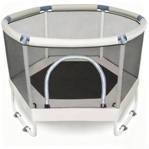 LUSK 60'' Kids Trampoline, Indoor Toddler Trampoline with Safety Net, 500lb Capacity, Safe No-Gap Design & Kid-Friendly Materials, Gifts for Boys & Girls