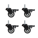 4Pcs 1.5 Inch Heavy Duty Caster Wheels Swivel Casters with Brake and M8 Threaded Stem, Loading 50kg/110lbs Black Rubber
