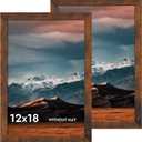 iRahmen 12x18 Picture Frame with Plexiglass - Wooden Poster Frame for Photo Wall Gallery Mounting (Dark Brown, Set of 2)