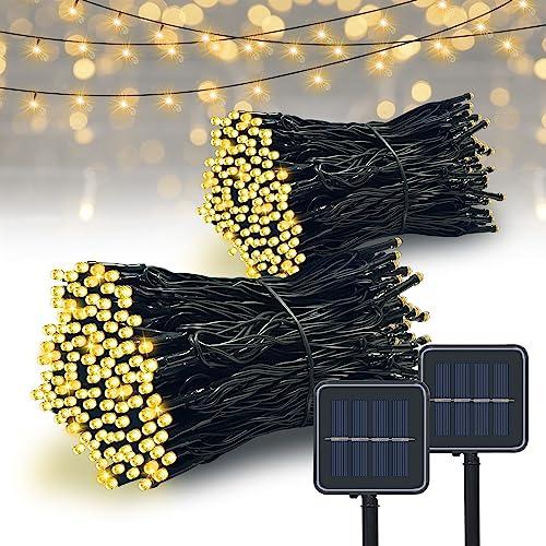 Vimorg Solar String Lights Outdoor, 2 Pack 79FT 200 LED Waterproof Solar Christmas Lights with 8 Lighting Modes for Tree Yard Garden Party Xmas Decorations