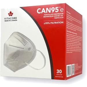 Vitacore CAN95e Disposable White Earloop Mask | 5-Ply Protection | Premium Skin-Friendly Materials | Comfortable Fit (White)