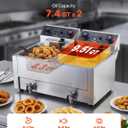 VEVOR Commercial Electric Deep Fryer, Upgrade Dual Tank 19 Qt, 3500W Stainless Steel Countertop Fryer with Baskets & Lids, Temp Control, Timer, Overheat Protection, for Commercial Restaurant, Silver
