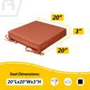AAAAAcessories Outdoor Seat Cushions for Chairs, Waterproof, Fade-Resistant, 20" x 20" x 3", Patio Furniture Replacement Cushions, Set of 2, Rust