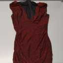 oten Women's Sexy Deep V Neck Sleeveless Ruched Bodycon Party Club Cocktail Mini Dresses (Medium, Sparkly-wine Red)