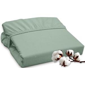 ROYALE LINENS 300 Thread Count 100% Long Staple Combed Cotton Fitted Sheet Queen - Super Soft Deep Pocket Bottom Sheet - Fitted Sheets Only - Elastic Sheets (Queen, Sage Green)