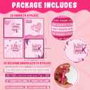 2 x Fancy Land Pink Ribbon Pins Breast Cancer Bracelets Bulk Cards Temporary Tattoos Set for October Awareness Month Women Girl Charity Events Accessories Survivor Gifts 12Pack