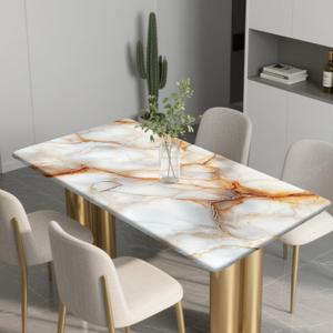 Rectangle Wipeable Tablecloth with Elastic, Fitted Waterproof Outdoor Tablecloth for 6 Foot Rectangle Tables, Picnic, Camping, 30"x72", Marble