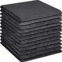 Slate Coasters Set 12, MAPRIAL 4 Inch Square Rustic Black Stone Coasters for Drinks with Anti-Scratch Backing for Halloween, Bar, Kitchen, Housewarming Gifts, Home Decor