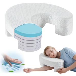 Side Sleeper Pillow With Arm Hole, Adjustable Heights Shoulder Pillow For Side Sleepers, Superior Support Memory Foam Arm Pillow Relieve Rotator Cuff Pain And Arm Numbness, Cooling Pillowcase