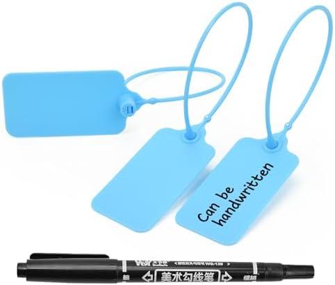 Plastic Seals Shipping Tags Label Logistics Use Sign Tie, Sealing Storage Multi Purpose Name ID Tag for Backpack, Schoolbag, Car Key, Luggage(50pcs,Blue)