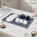 SUEH DESIGN Dish Drying Mat, Absorbent Coffee Mat 23.6 x 15.7 in Quick Dry Drying Mats Large Coffee Mat for Coffee Bar Kitchen Countertop, Dark Blue