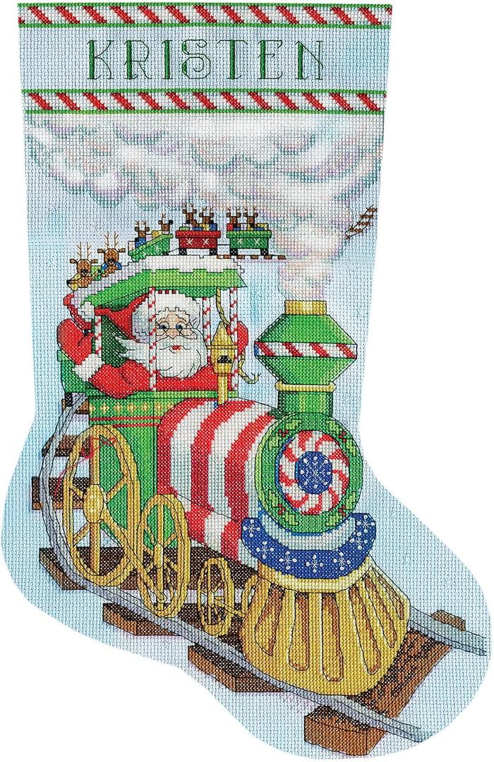 Santa's Train Counted Cross Stitch Stocking Kit
