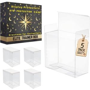 5 Pack ETB Protector Case - Elite Trainer Box Protector - 0.5mm Thick Crystal Clear PET Plastic Stackable Display Case for ETB & Collectibles
