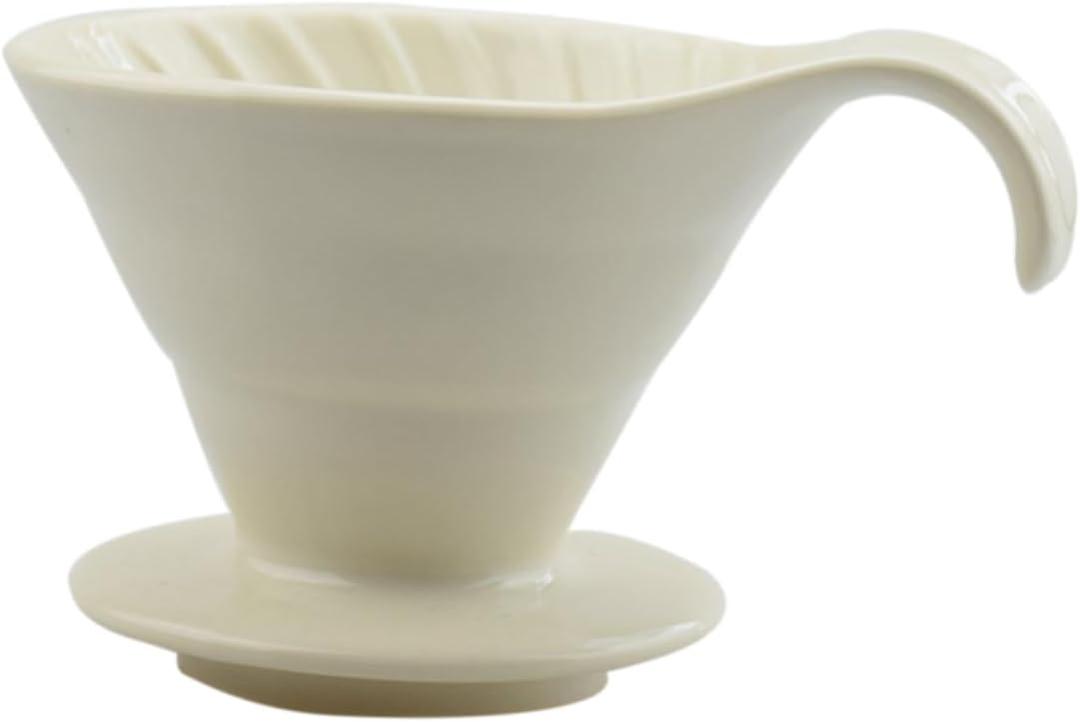 Cabilock Hand Washed Beige Ceramic V Type Filter Coffee Cup Reusable Dripper with Micro for Smooth Coffee Essence Easy to Clean for Deep Beans