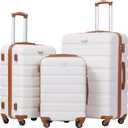 Coolife Luggage 3 Piece Set Suitcase Spinner Hardshell Lightweight TSA Lock (apricot white, 3 piece set (20in 24in 28in))