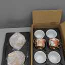 Set of 6 Tea Cups and Saucers Tea Party Decorations Floral Porcelain 5.4 oz British Gift for Women Birthday Party, Church, and Mother's Day (Stylish Style)