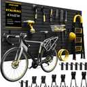 SlatWall Paneling 4x8 FT, PVC Slat Wall Panels with 16 Hooks Heavy-Duty Garage Organization System, Slatwall Pegboard Suitable for HomeGarageShop Wall Display & Organization (Black)