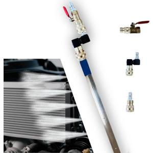 32" Radiator Cleaning Wand,Water and Air Dual-Use Cleaner Wand 4500 PSI Pressure Washer Tool for Car Radiator Flush and Washable Air Filter with 360 Swivel Quick Coupler,Switch and Fitting