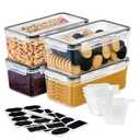 Sorbus Food Storage Containers - Pack of 6 - Air Tight, Four-Way Snap Lids Keeps Food Fresh - Store Cereal, Pasta, Flour, Nuts, Candy - Durable Plastic Kitchen Pantry Bins