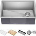 KRAUS Kore 28-Inch Undermount Workstation 16 Gauge Single Bowl Stainless Steel Kitchen Sink with Accessories, KWU110-28, Black Case Did Not Open