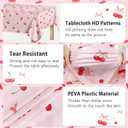 3pcs Cherry Birthday Decorations Tablecloths, Large Size Cherry and Bows Birthday Decorations Table Cloth for Cherries Themed Party, 54 x 108 Inch