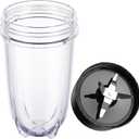 2-piece 16oz Cup and Cross Blade, Blender Replacement Parts Compatible with Magic Bullet 250w Blenders (Model MB1001 Series)