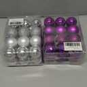 Emopeak 48Pcs Christmas Balls Ornaments for Xmas Christmas Tree - 4 Style Shatterproof Christmas Tree Decorations Hanging Ball for Holiday Wedding Party Decoration (Silver, Purple 1.6"/4.2CM)