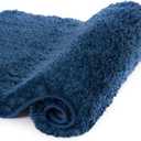 Walensee Non Slip Bath Mat (16 x 24, Navy) - Soft Microfiber Shaggy, Water Absorbent, Machine Washable, Thick Plush Shower Rug
