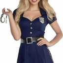 Police Costume Adult Women Cop Costume Dress for Cosplay Halloween Costumes (Large, Black)