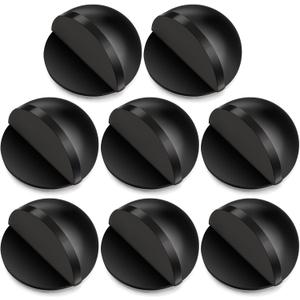 MorningRo 8 Pcs Self Adhesive Door Stoppers, Stainless Steel Floor Door Stop Wall Protector, Half Dome Floor Gate Stopper for Living Room, Bedroom, Bathroom, Office (Black)