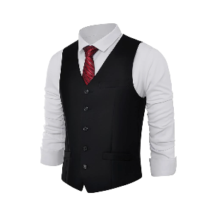 BABEYOND Men's Formal Suit Vest Slim Fit Waistcoat Business Vest for Suit Tuxedo, Medium