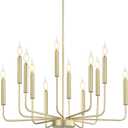 Qamra Modern Farmhouse Gold Chandelier for Dining Room, 12-Light Rustic Candle Chandelier Light Fixture, Industrial Hanging Chandeliers Lighting for Living Room, Kitchen, Staircase, Entryway, Foyer