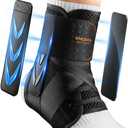 Slim-Fit Ankle Brace for Sprained Ankle, Quick Lace Up Ankle Support for Women Men With 2 Auto-Shaped Pads, Air Fabric Cool Ankle Stabilizer for Injury Recover, Running,Sports, S(11-12)