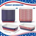 Funrous 100 Pieces 4th of July Paper Food Trays Patriotic 250th Anniversary Serving Paper Boats Independence Day Star and Stripes Disposable Serving Food Trays for American Flag Memorial Day Decor