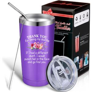Geiserailie Christmas Aunt Gifts, Aunt Gifts, Aunt Ever Tumbler, Funny Birthday Gifts for Aunt, Presents for Aunt from Niece Nephew Sister, 20 oz Insulated Tumbler (Purple)