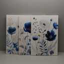 DUWQU 3 Pcs Blue Floral Canvas Wall Art, Elegant Navy Blue Wildflower Lily Daisy Art Wall Decor, Watercolor Botanical Flower Home Poster Art Prints for Living Room Bedroom Bathroom 1216 Inches