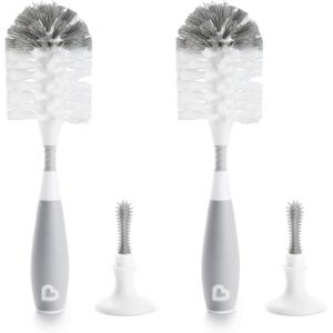 Munchkin Bristle Bottle Brush, Grey, 2 Pack (Grey and White) Munchkin Bristle Bottle Brush, Grey, 2 Pack (Grey and White)