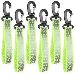 Ajcotahm 6 Pcs Reflective Straps, Glow in the Dark Safety Keychain Reflective Backpack Tags Night Reflector Pendants for Backpack Clothes Dog Collar Cycling Walking Running Climbing Camping (Green)