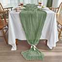 IVAPUPU 2 Pcs Cheesecloth Table Runner - 10ft Sage Green Boho Rustic Gauze Cheese Cloth Table Runner for Baby Shower Decorations Wedding Party Spring Garden Farmhouse Mothers Day Decor