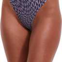 Gottex Flirtt Midnight Magic Womens Multicolor Geometric Abstract Print Bikini Bottom with Mid-Rise Pant Back Coverage, M