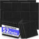 52 Pack Acoustic Foam Panels 1 X 12 X 12 Inches Sound Proof Foam Panels for Walls High Density Studio Wedge Soundproof Wall Panels Sound Proofing Acoustic Panels (1" 52Packs)