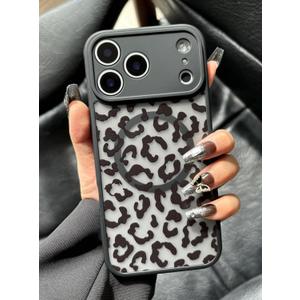 Magnetic for iPhone 17 Pro Case, Compatible with MagSafe, [Never Fade] Leopard Pattern for Women Men, Translucent Matte Shockproof Phone Case for iPhone 17 Pro 6.3 Inch 2025, Black