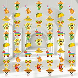 Tiamon 8 Pcs Mexican Fiesta Party Decorations Cinco De Mayo Hanging Banner Taco Bout a Party Decoration Paper Garland Kit Cinco De Mayo Ceiling Hanging Cutouts for Carnivals Birthday Baby Shower Decor