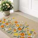 LUMI Spring Floral Door Mat, Low Profile Thin Mesh Doormats, Dirt Trapper Stain Resistant Welcome Mats, Waterproof Outside Mat for Home Decor, 24"x35", Daisy